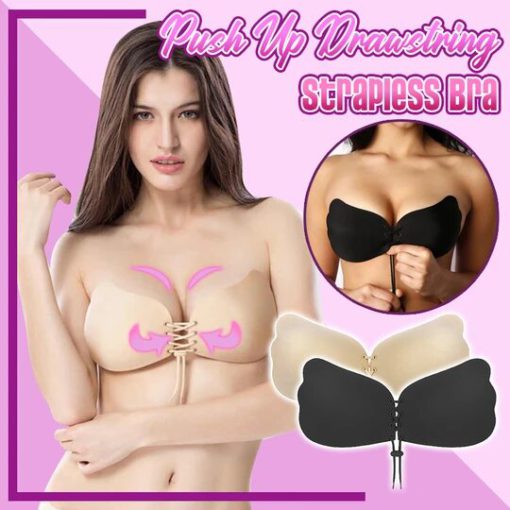 Push Up Drawstring Strapless Bra