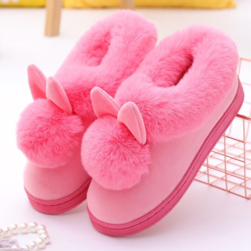 Fluffy Bunny Ear Slippers - Image 2