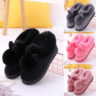 FLUFFY BUNNY EAR SLIPPERS