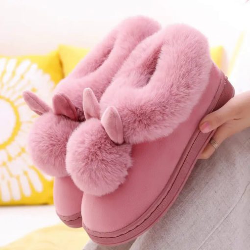 Fluffy Bunny Ear Slippers