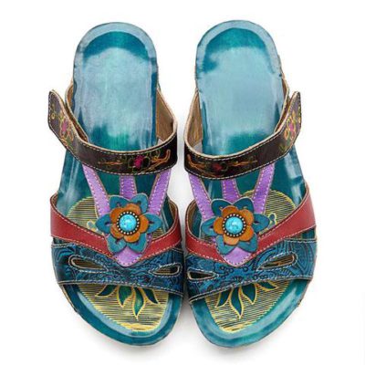 Vintage Bohemian Women Slippers Low Heel