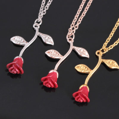 Rose Pendant Necklace,Pendant Necklace,Rose Pendant