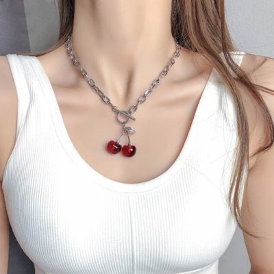 Cherry Pendant,Pendant Necklace,Dainty Cherry Pendant Necklace