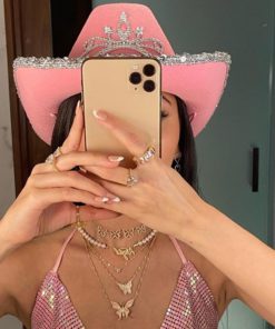 Pink Cowgirl Hat,Cowgirl Hat,Fancy Rhinestone Pink Cowgirl Hat