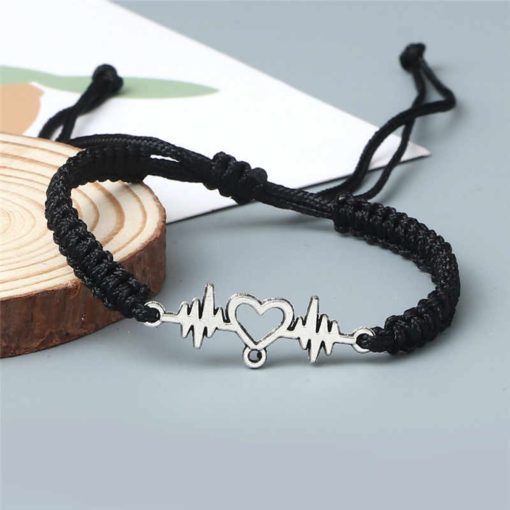 Heartbeat Bracelet,Couples Heartbeat Bracelet,Heart Shaped,Couples Heartbeat Bracelet with a Heart Shaped Charm