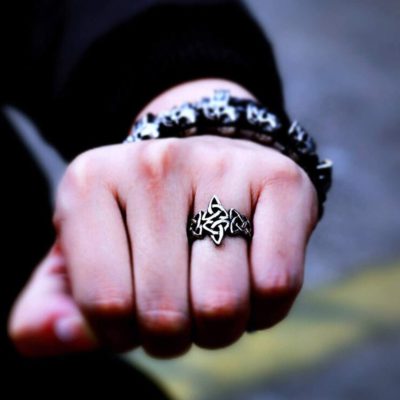 Stainless Steel Silver Triquetra Ring