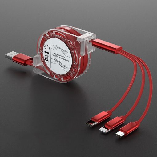 3-in-1 Retracting USB Cable Data Charger