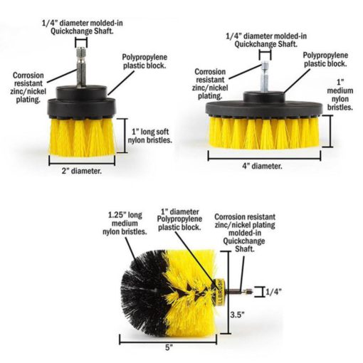 3-Brush Power Scrubber Drill Brush Attachment Kit