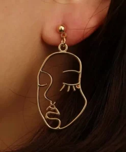 Zinc Alloy Wire Face Earrings