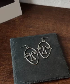 Zinc Alloy Wire Face Earrings