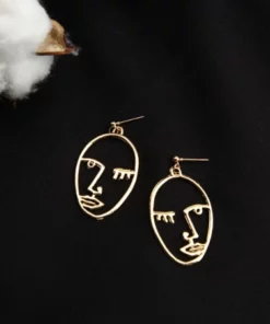 Zinc Alloy Wire Face Earrings