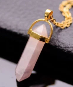 Healing Pink Rose Quartz Pendant Necklace