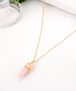 Healing Pink Rose Quartz Pendant Necklace