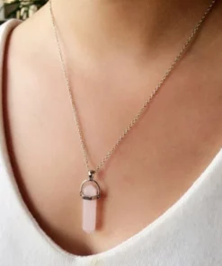 Healing Pink Rose Quartz Pendant Necklace