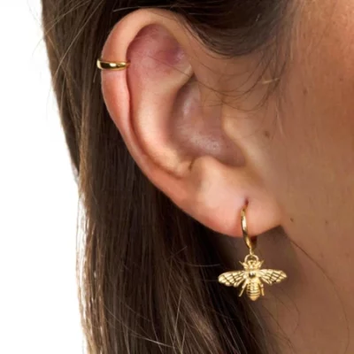 Gold & Silver Copper Alloy Honey Bee Earrings