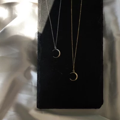 Gold & Silver Crescent Moon Necklace