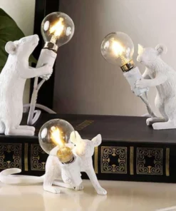 Whimsical Resin Mouse Lamps With E12 Bulbs