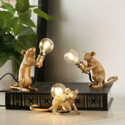 Whimsical Resin Mouse Lamps With E12 Bulbs