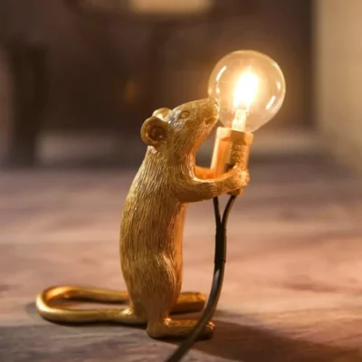 Whimsical Resin Mouse Lamps With E12 Bulbs