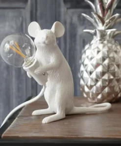 Whimsical Resin Mouse Lamps With E12 Bulbs