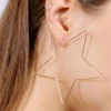 Zinc Alloy Star Shaped Hoop Earrings