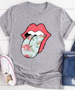 Hippie Floral Tongue T Shirt