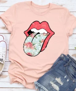 Hippie Floral Tongue T Shirt