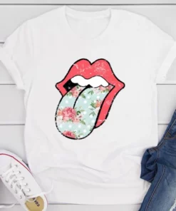 Hippie Floral Tongue T Shirt