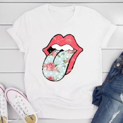 Hippie Floral Tongue T Shirt