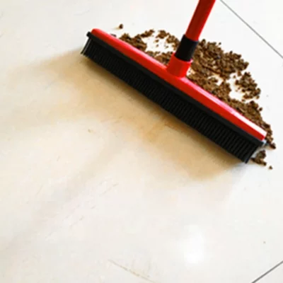 Rubber Broom Brush With Squeegee For Hair, Dust & Spills