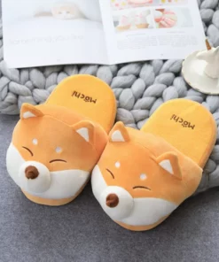 Unisex Plush Corgi Slippers