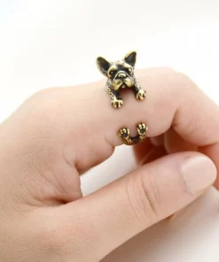 Zinc Alloy French BullDog Ring