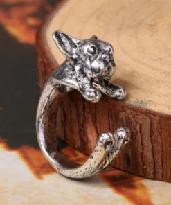 Zinc Alloy French BullDog Ring