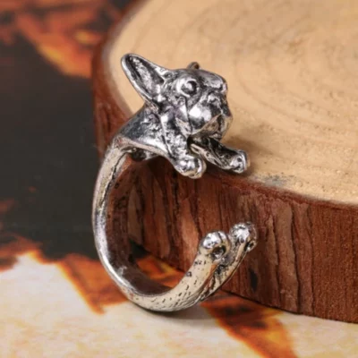 Zinc Alloy French BullDog Ring