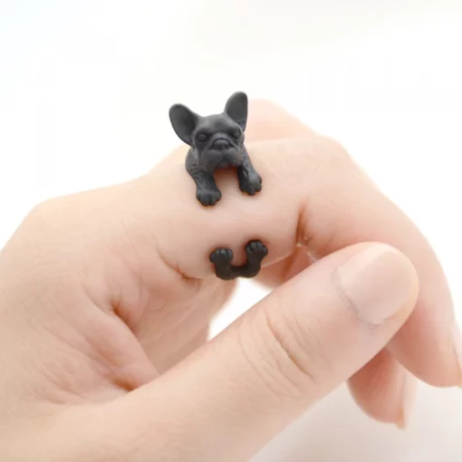 Zinc Alloy French BullDog Ring