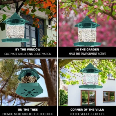 Hexagonal Pavilion Plastic Lighthouse Bird Feeder