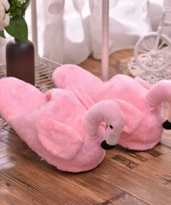 Plush Pink Flamingo Slippers