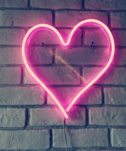 Neon Pink Heart Light For Wall