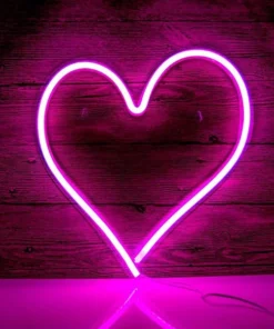 Neon Pink Heart Light For Wall