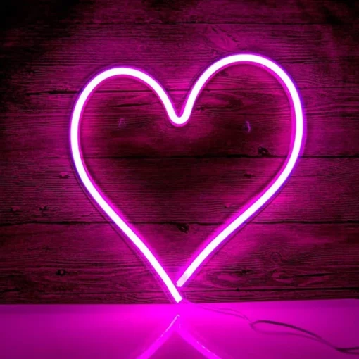 Neon Pink Heart Light For Wall