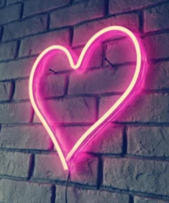 Neon Pink Heart Light For Wall