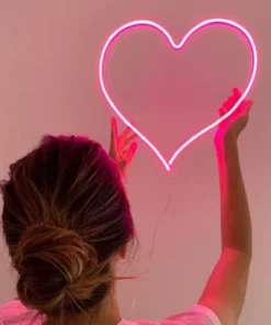 Neon Pink Heart Light For Wall