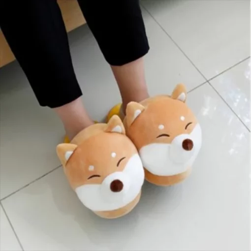 Unisex Plush Corgi Slippers