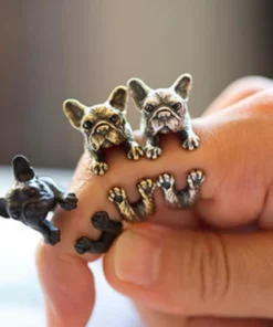 Zinc Alloy French BullDog Ring