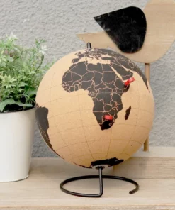 Small Travel Cork globe With Pins, 15 cm Diameter