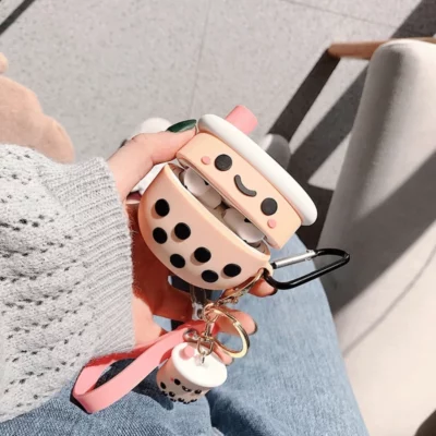 Cute Boba AirPod Case With Keychain