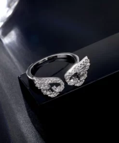 Adjustable Zinc Alloy Angel Wings Ring