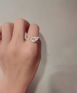 Adjustable Zinc Alloy Angel Wings Ring