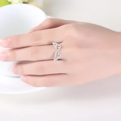 Adjustable Zinc Alloy Angel Wings Ring