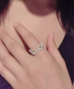 Adjustable Zinc Alloy Angel Wings Ring